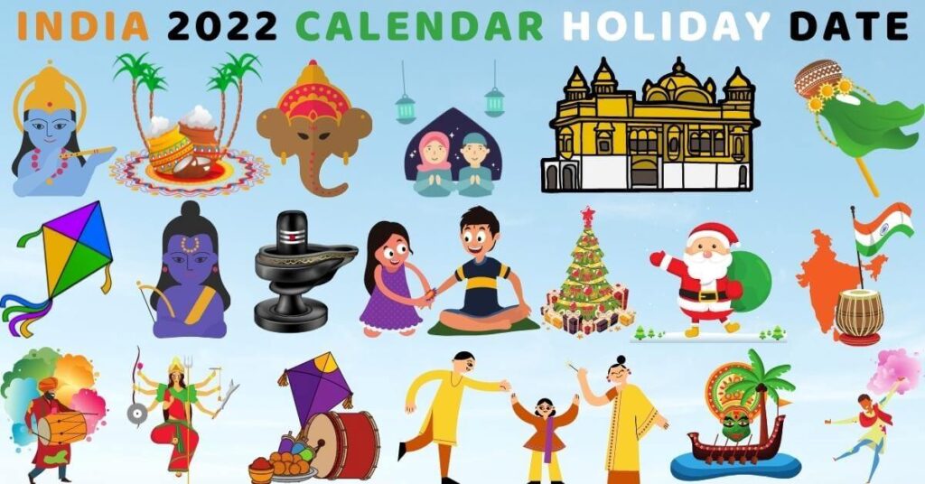 India 2022 Calendar Holiday Date List